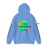 blue, rave vibes hoodie, edm festival hoodie, unisex, printed sleeves, pastel, rave vibes, small to 5XL, heavy cotton hoodie - cosplay moon