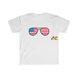 Red White Blue Sunglasses Unisex Softstyle T-Shirt - Cosplay Moon