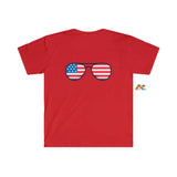 Red White Blue Sunglasses Unisex Softstyle T-Shirt - Cosplay Moon