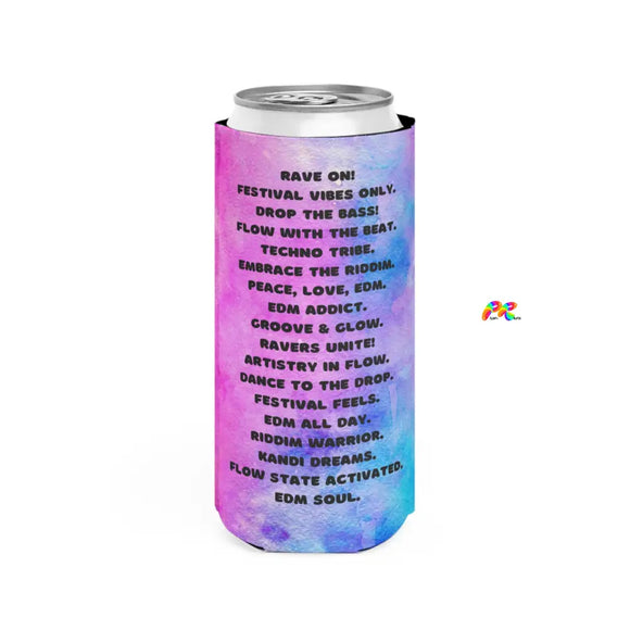 rave gifts, edm gifts, festival gifts, slim can koozie, coozie Riddim Flow Slim Can Cooler - Cosplay Moon