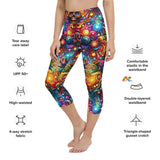 Skull Light Fantasia Goth Rave Yoga Capri Leggings in sizes XS to XL, featuring vibrant gothic patterns and high-waist design. Ideal for pairing with a matching top for colorful, standout rave and activewear from Cosplay Moon.