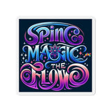 magnet for spin artists and flow artists, black with blue and purple words SPIN MAGIC, comes in 3x3, 4x4 and 6x6 - Cosplay Moon