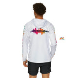 white uv rave shirt, hooded long sleeves, synth sorcerer, small to 4XL cosplay moon