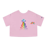 UFO with Rainbow, crew neck crop top, short sleeves, xs to 2XL comes in several colors UFO Pride Champion Women's Heritage Cropped T-Shirt - Cosplay Moon