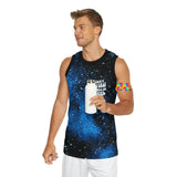 polyester, black trim, men or women, edm, sleeveless, crew neck, loose fit, rave and festival jersey, blue galaxy, sizes small to 4XL Unisex The Universe Is Yours Basketball Jersey - Cosplay Moon