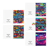 "Pack of five Whimsical Wishes birthday greeting cards, each adorned with vibrant, festival-inspired designs that burst with color. These cards are ideal for adding a touch of rave and festival spirit to any birthday celebration. The joyful, expressive messages inside are designed to uplift and celebrate, making every recipient feel like they're part of a grand, festive occasion. Perfect for music lovers, festival-goers, and those who love a splash of color and fun in their life.