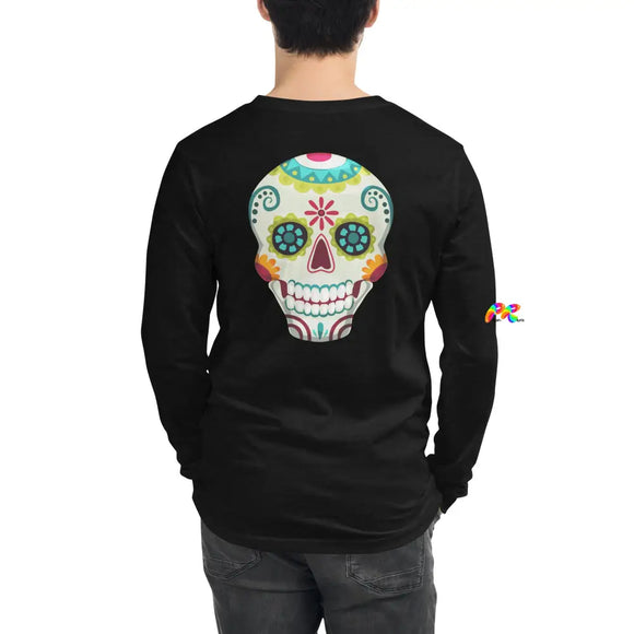 White and Green Sugar Skull Unisex Long Sleeve Tee - Ashley's Cosplay Cache