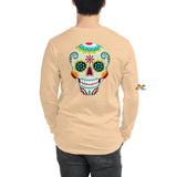 White and Green Sugar Skull Unisex Long Sleeve Tee - Ashley's Cosplay Cache