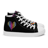 Women's Black High Top Canvas Shoes With Heart and Flow Artist in Leopard Print - Cosplay Moon