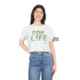 Women's Short Sleeve Cotton Crop Top "Con Life"