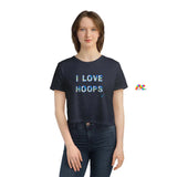 Women's Flowy "I Love Hoops" Cropped Tee In 4 Colors - Cosplay Moon