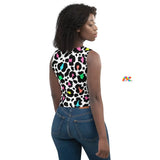 Women's Slim Fit Colorful Leopard Print Crop Top - Cosplay Moon