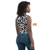 Women's Slim Fit Colorful Leopard Print Crop Top - Cosplay Moon