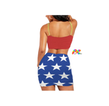 Wonder Woman Skirt Set With Crop Top
