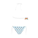 Wonderland Buckle Front Rave String Bikini on Prism Raves: The Best Bikini of Summer 2024, Top Rave Bikini of the Season, and the Number One Bikini Pick This Year - Blue and White, Inclusive Sizes.