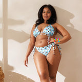 blue and white checkered alice in wonderland style pattern string bikini as small as extra extra small up to 6XL Soft and stretchy material with UPF 50+ Sizes up to 6XL Bikini top comes with removable padding for comfort Multiple ways to tie and style the bikini set Color design options for swimwear lining String bikini Women's//Female Plus Size Wonderland String Bikini - Cosplay Moon