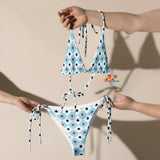 blue and white checkered alice in wonderland style pattern string bikini as small as extra extra small up to 6XL Soft and stretchy material with UPF 50+ Sizes up to 6XL Bikini top comes with removable padding for comfort Multiple ways to tie and style the bikini set Color design options for swimwear lining String bikini Women's//Female Plus Size Wonderland String Bikini - Cosplay Moon