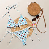 blue and white checkered alice in wonderland style pattern string bikini as small as extra extra small up to 6XL Soft and stretchy material with UPF 50+ Sizes up to 6XL Bikini top comes with removable padding for comfort Multiple ways to tie and style the bikini set Color design options for swimwear lining String bikini Women's//Female Plus Size Wonderland String Bikini - Cosplay Moon