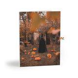 Young Witch in a Fall Scene With Pumpkins Greeting cards (8, 16, and 24 pcs) - Ashley's Cosplay Cache